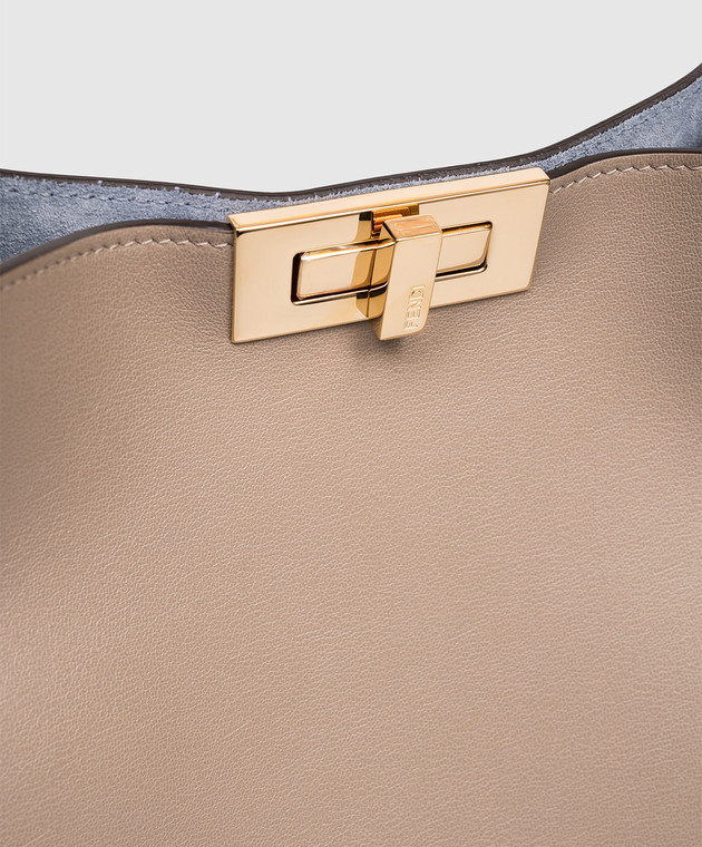 Fendi Бежевая кожаная сумка-трапеция Way 8BN368AWPF изображение 4