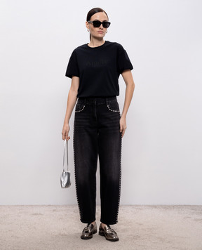 Twinset Чорна футболка з вишивкою 261TP2343