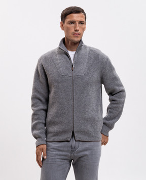 Canali Серый кардиган из шерсти и кашемира MK02552C1223