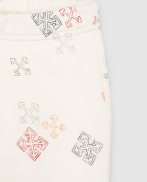 Off-White Дитячі джогери кольору айворі в принт емблеми 44GXD001F26F002