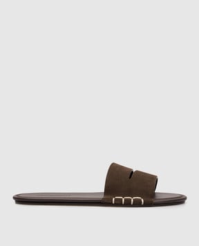 JW Anderson Коричневые замшевые шлепанцы FL0009LA0364