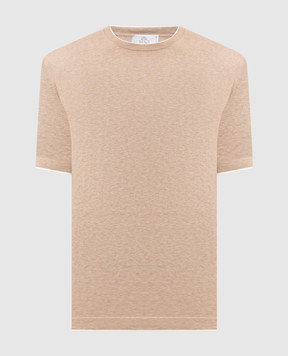 Pini Parma Бежева футболка з контрастним окантуванням TSHITAU