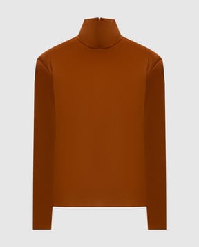 Saint Laurent Коричневый гольф с шелком с акцентными плечами 845857Y5J95