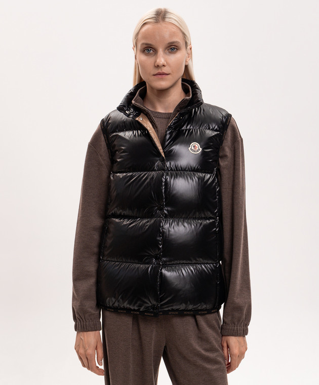 Moncler Черный пуховый жилет Badia с нашивкой логотипа L20931A001415963V изображение 3