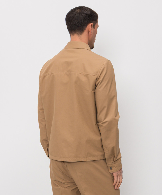 Moncler Коричневая куртка с кожаной нашивкой логотипа L10912F0001154ARP изображение 4