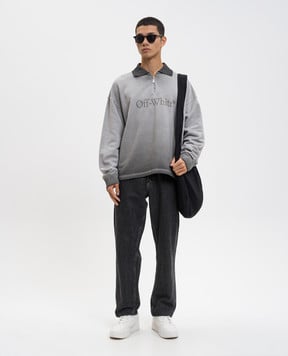 Off-White Сірий світшот-поло з принтом логотипа 44MAD00NF5F006