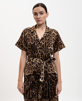 Dolce&Gabbana Коричневые блузки из шелка в анималистичный принт F5G67TFSAXY