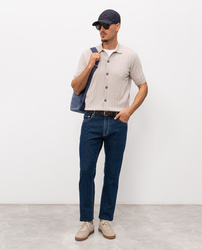 Peserico Бежева сорочка з шовком з короткими рукавами R59465F1809317