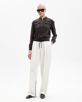 Kiton Брюки из шелка цвета айвори D61105K0942H