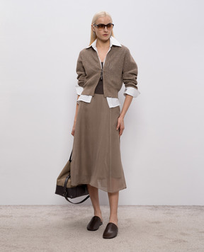 Brunello Cucinelli Коричневий кардиган з люрексом MST263336