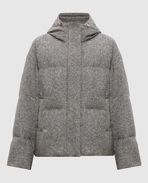 Enrico Mandelli Серый пуховик из шерсти в узор 2D041A5822