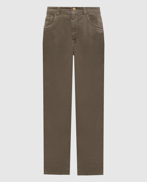 Brunello Cucinelli Джинсы цвета хаки с логотипом патча MB057P5319