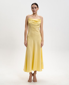 Balmain Жовта сукня міді із шовку GF1RN350SF32