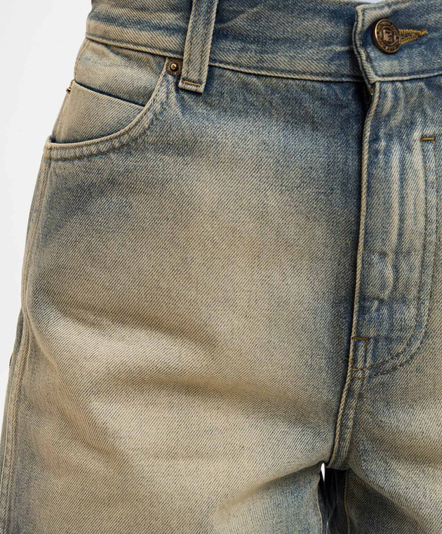 Balmain Синие джинсовые шорты с эффектом потертости GF0MA156DG21 изображение 5