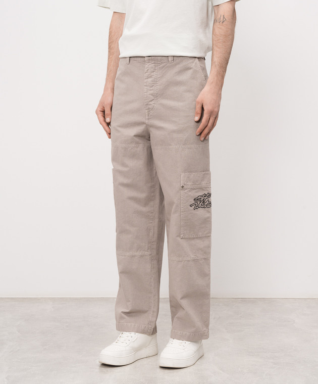 Off-White Серые брюки-карго с вышивкой логотипа 44XCF04ES26F001 изображение 3