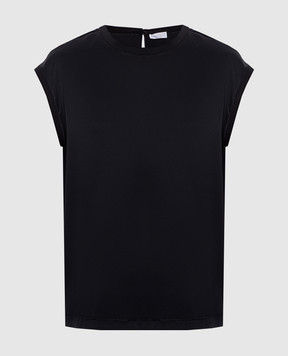 Brunello Cucinelli Черный топ из шелка с цепочкой мониль M0C59EH500