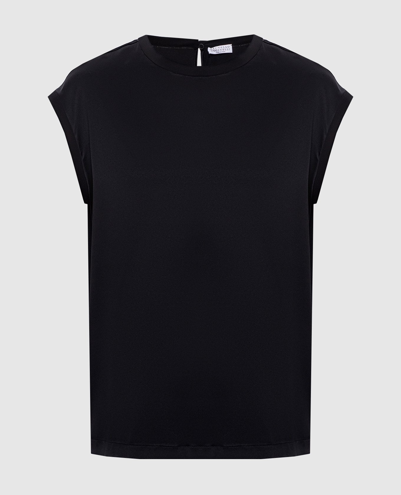 Черный топ из шелка с цепочкой мониль