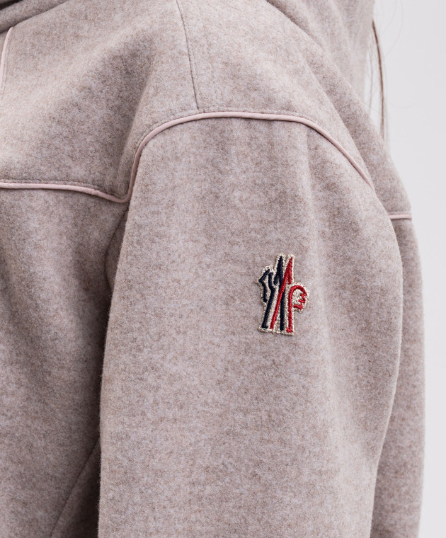 Moncler Grenoble Бежеве худі з нашивкою емблеми L20988G0001289B08 зображення 5