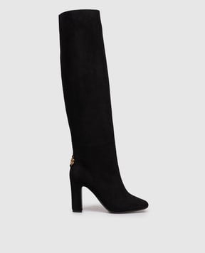 Dolce&Gabbana Чорні замшеві чоботи з логотипом CU1218A1275