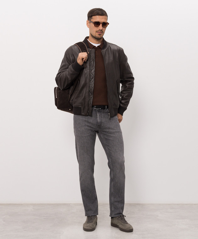 Trussardi Коричневе поло з вовни у візерунок M0148000112NMK646K36 зображення 2