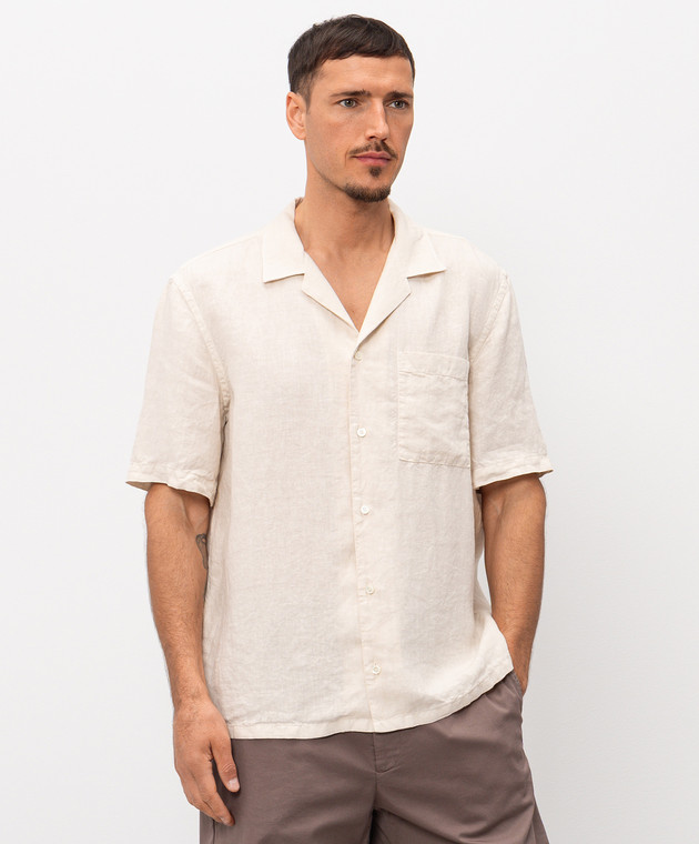 Peserico Бежевая рубашка из льна прямого кроя R56049T002494 изображение 3