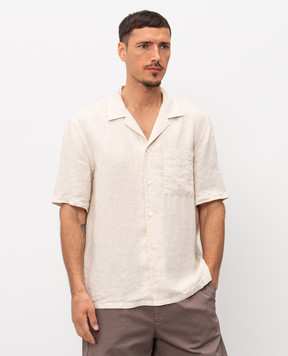 Peserico Бежева сорочка з льону прямого крою R56049T002494