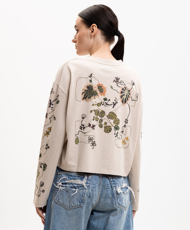 Off-White Бежевый лонгслив с вышивкой 2AB038S26JER002 изображение 4