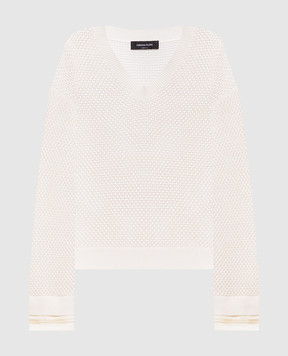 Fabiana Filippi Ажурный пуловер цвета айвори с цепочкой мониль MAD276F481M156