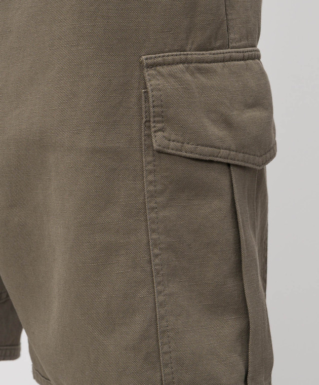 Brunello Cucinelli Шорты-карго цвета хаки со льном MP44DU0075 изображение 5