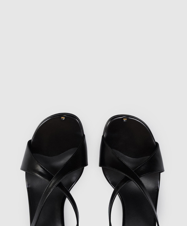 Khaite Черные кожаные глянцевые босоножки Liria F3100943 изображение 4