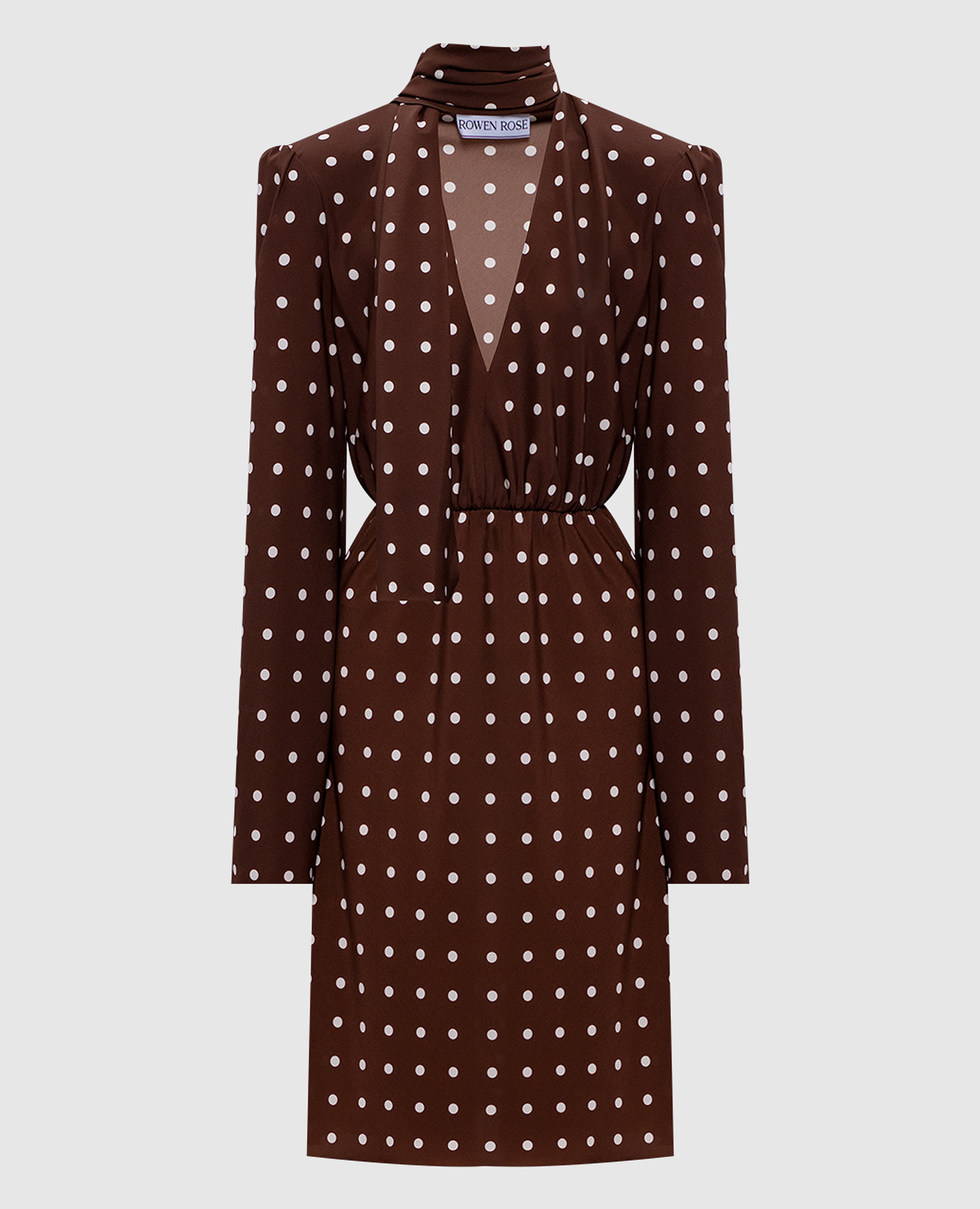 

Коричневое платье миди в горох, Коричневый, Повседневные платья