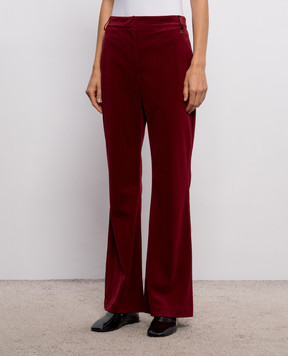 Twinset Бордовые велюровые брюки-клеш 262AP2271