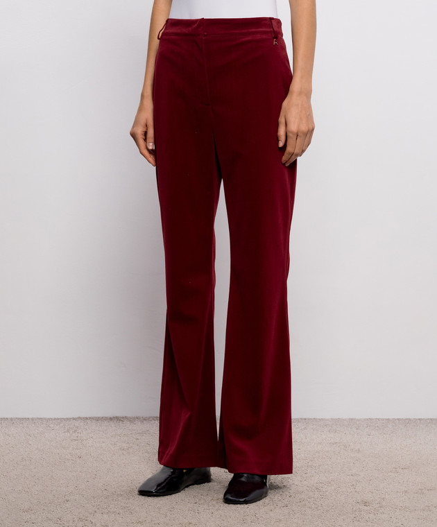 Twinset Бордовые велюровые брюки-клеш 262AP2271 изображение 3
