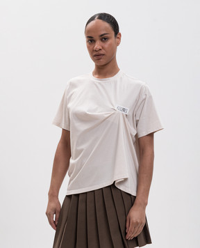 Maison Margiela MM6 Бежева футболка з нашивкою логотипа S52NF0018M20048