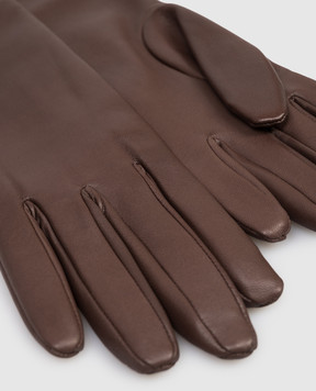 Brunello Cucinelli Коричневые кожаные удлиненные перчатки MPNGP9007P