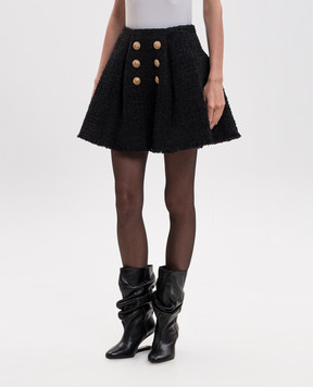 Balmain Чорна твідова спідниця міні HF1LA680XM07