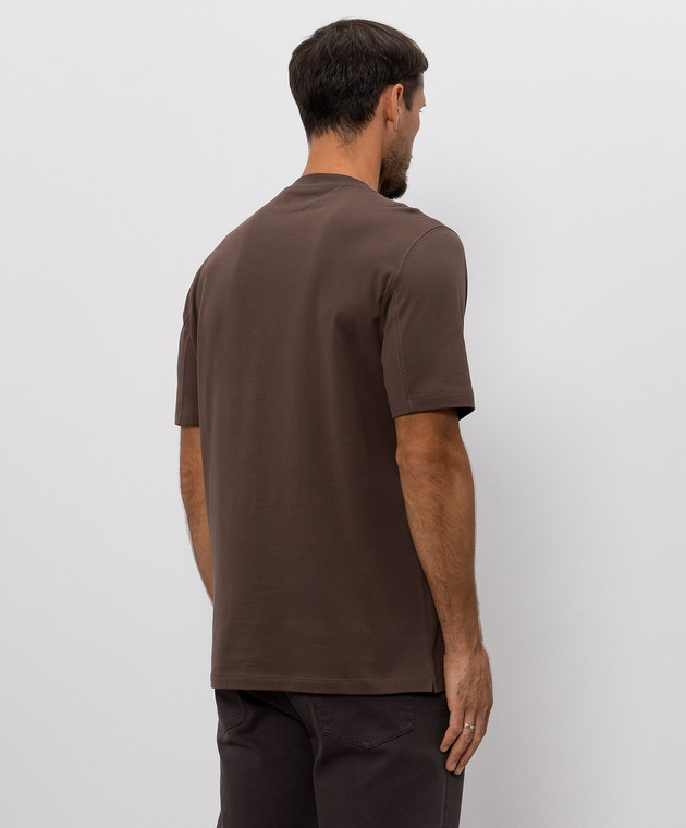 Brunello Cucinelli Коричневая футболка с эмблемой M0B138440 изображение 4