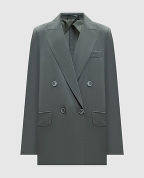 Max Mara Зеленый двубортный жакет из шерсти и шелка MXMALBATA