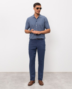 Stefano Ricci Синя сорочка з короткими рукавами з льоном та шовком K616441PAMF26110