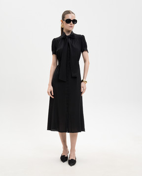 Jacob Lee Чорна сукня із шовку з коміром-аскот WSS0082SS26DB