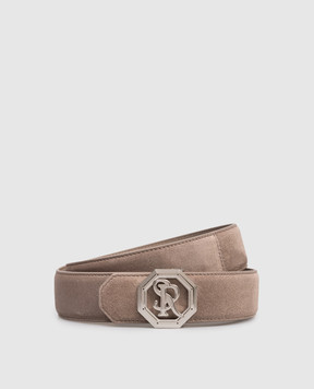 Stefano Ricci Бежевий замшевий ремінь з монограмою логотипа N381SDC366P