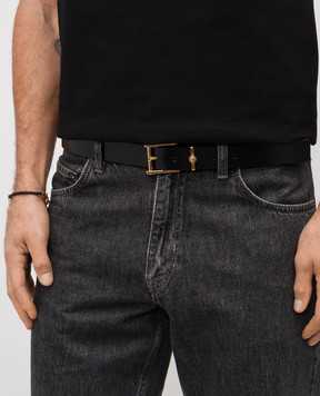 Versace Чорний шкіряний глянцевий ремінь 10138621A08779