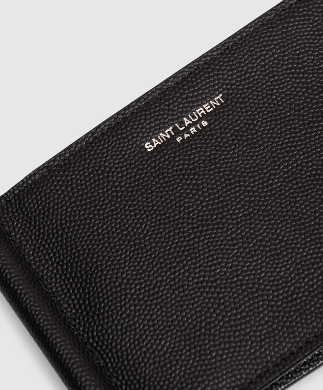 Saint Laurent Чорне шкіряне портмоне із затискачем для купюр 378005BTY0N зображення 4