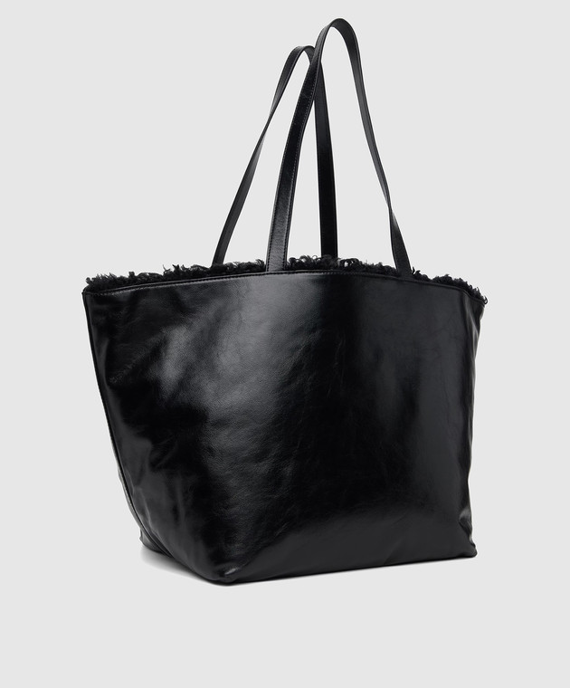 Alexander Wang Черная кожаная глянцевая сумка-тоут на меху 20426T21L изображение 3