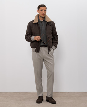 Brunello Cucinelli Зелений светр з кашеміру з коміром-поло M22506005