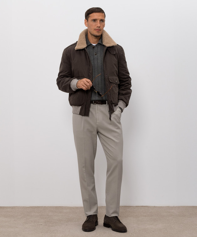 Brunello Cucinelli Зеленый свитер из кашемира с воротником-поло M22506005 изображение 2
