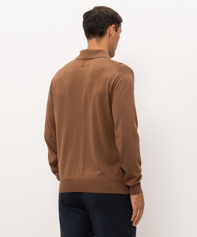 Canali Коричневе поло з тканим візерунком MK02486C1209 зображення 4