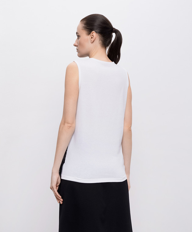 Y`S Yamamoto Белая майка с ажурной вставкой YKT15065 изображение 4