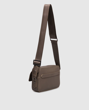 Canali Коричнева шкіряна сумка з тисненням логотипа NA00226P326130