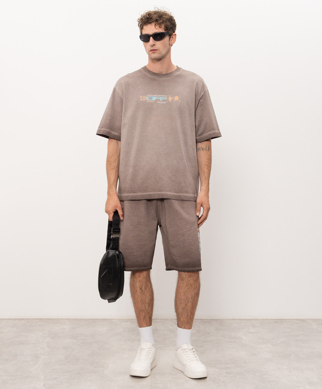 Off-White Коричневые шорты Archi Geography 44MCI013F26F003 изображение 2